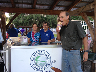 the author licking a cone