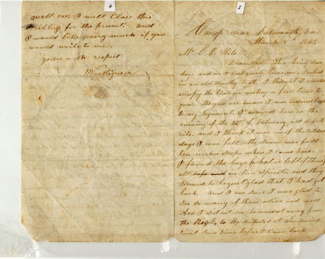 letter from Sgt. William Hagerson, pages 4 and 1